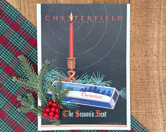 1927 Chesterfield Cigarettes Christmas Magazine Ad Print:  New Yorker Magazine!