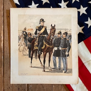 1888 US Army Full Dress Uniforms! Framable Antique Lithographs! Militaria Collectible!
