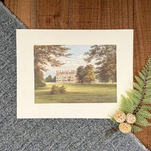 1878 Bearwood House Print: Antique English Estate Lithograph