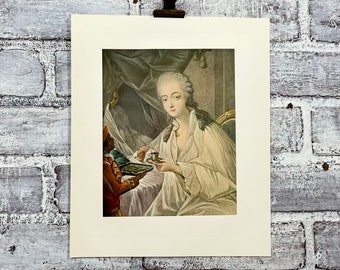 Madame DuBarry Print: Antique Offset Lithograph, French Historical Portrait