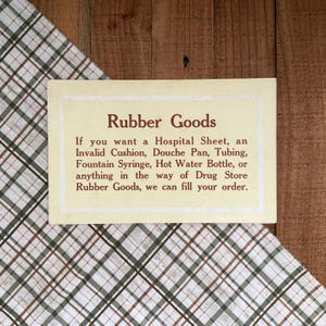 Rubber Goods Sign! General Store In Store Advertising Display Sign! Vintage Retail Apothecary Signage! Medical Merchandising Wall Hanging!