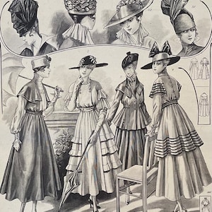 1916 French Fashion Magazine Print: Le Petit Echo de la Mode, Parisian Decor