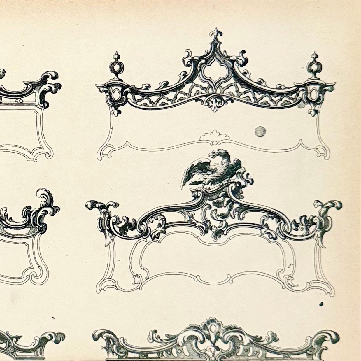 Cornices Rococo Chippendale Bed Cornices & Field Beds Print: 1949 Rococo Furniture ...