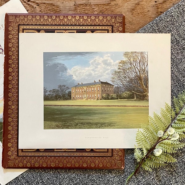 Beningbrough-Saal! Yorkshire, England! Framable Antike Chromolithographie! Englischer Kreissitz! Grandioser Millennial! Cottagecore Dekor!