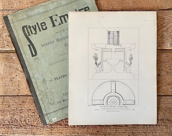 Antique French Empire Flower Stand Engraving: Parisian Decor, 1898 Reprint