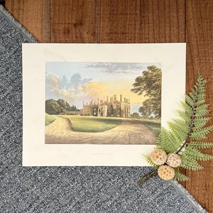 1878 Eggsford House Print: Antique English Landscape Lithograph