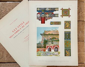 1925 Chinese Ornamental Architecture Print! Ancient China! Imperial Palace! Peking, China! Gli Stilo! Framable Gallery Wall!