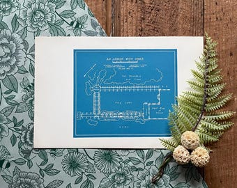 1916 Garden Arbor Blueprint: Vintage Landscape Design Art