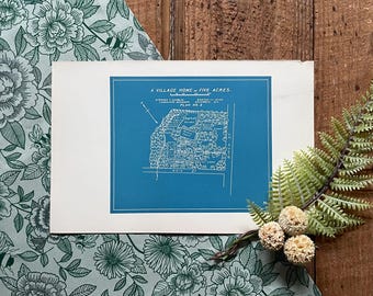 1916 Garden Blueprint: Village Home Landscape Design Print