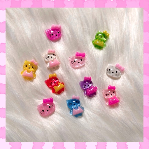 30 Hello Kitty Nail Charms | Sanrio Charms | Assorted Hello Kitty Charms | Glitter Resin Hello Kitty Decoden Cabochon Charms | Kawaii Charms