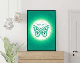 Green/White Trendy Aura Wall Poster | Digital Download | Groovy Poster | Grain Texture | Retro Poster | Y2K Aesthetic | 8.5 x 11 in