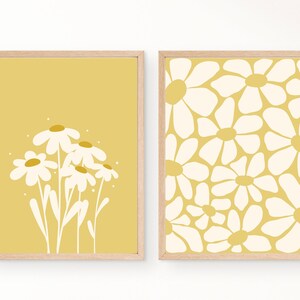 Daisies Printable Wall Art set of 2 | Downloadable | Yellow Floral Botanical Boho Japandi Art | Spring Summer Prints