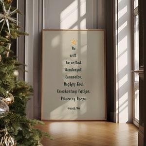 Christmas Scripture Isaiah 9:6, Christmas bible verse wall art, Wonderful Counselor, Prince of Peace, Christian wall art, printable
