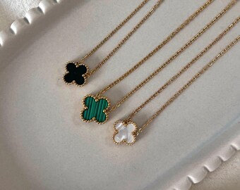 High Quality Four Leaf Clover Necklace in Black and White and Green