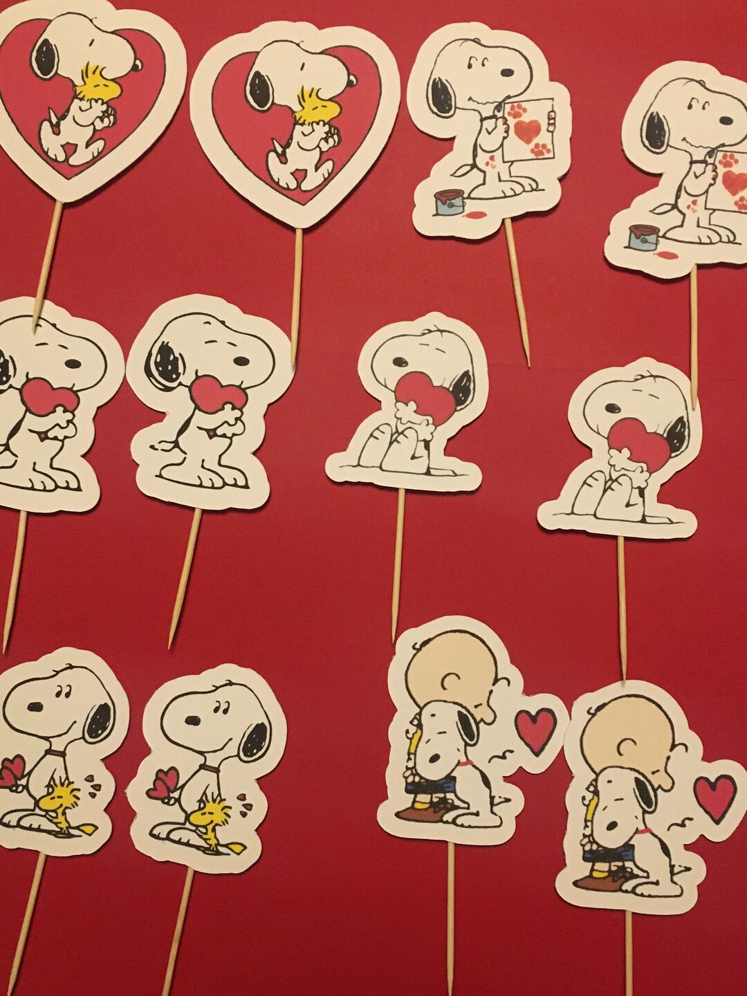Valentine Snoopy Peanuts Cupcake Toppers/picks - Etsy