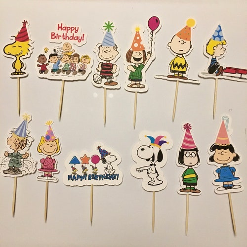 CHARLIE BROWN PEANUTS Gang Birthday Cupcake/party Picks Etsy