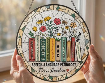 Personalized Speech Therapy Stained Suncatcher, Speech Therapist Gift, Speech Pathologist Gift For SLP Teacher, Teacher Gifts, SLP Gifts
