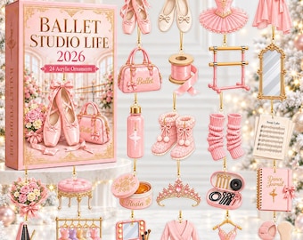 Ballet Advent Calendar 2026, 24 Ballerina Acrylic Ornaments, Pink Dance Christmas Countdown, Gift for Girls, Dancers & Ballet Lovers