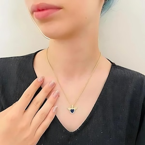Blingoz Angel Wings Pendant Necklace, Unique Angel Heart Flying Necklace, Birthstone Jewelry Necklace, 925 Sterling Silver,Delicate Necklace
