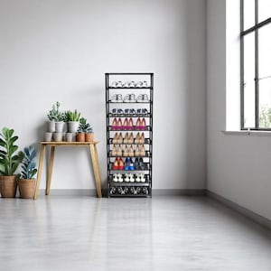 10 Tier Shoe Rack Organizer - Space Saving Storage Solution for 50 Pairs of Shoes