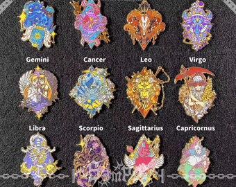 original designed 12 zodiac signs hard enamel pin