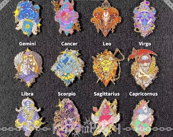 original designed 12 zodiac signs hard enamel pin