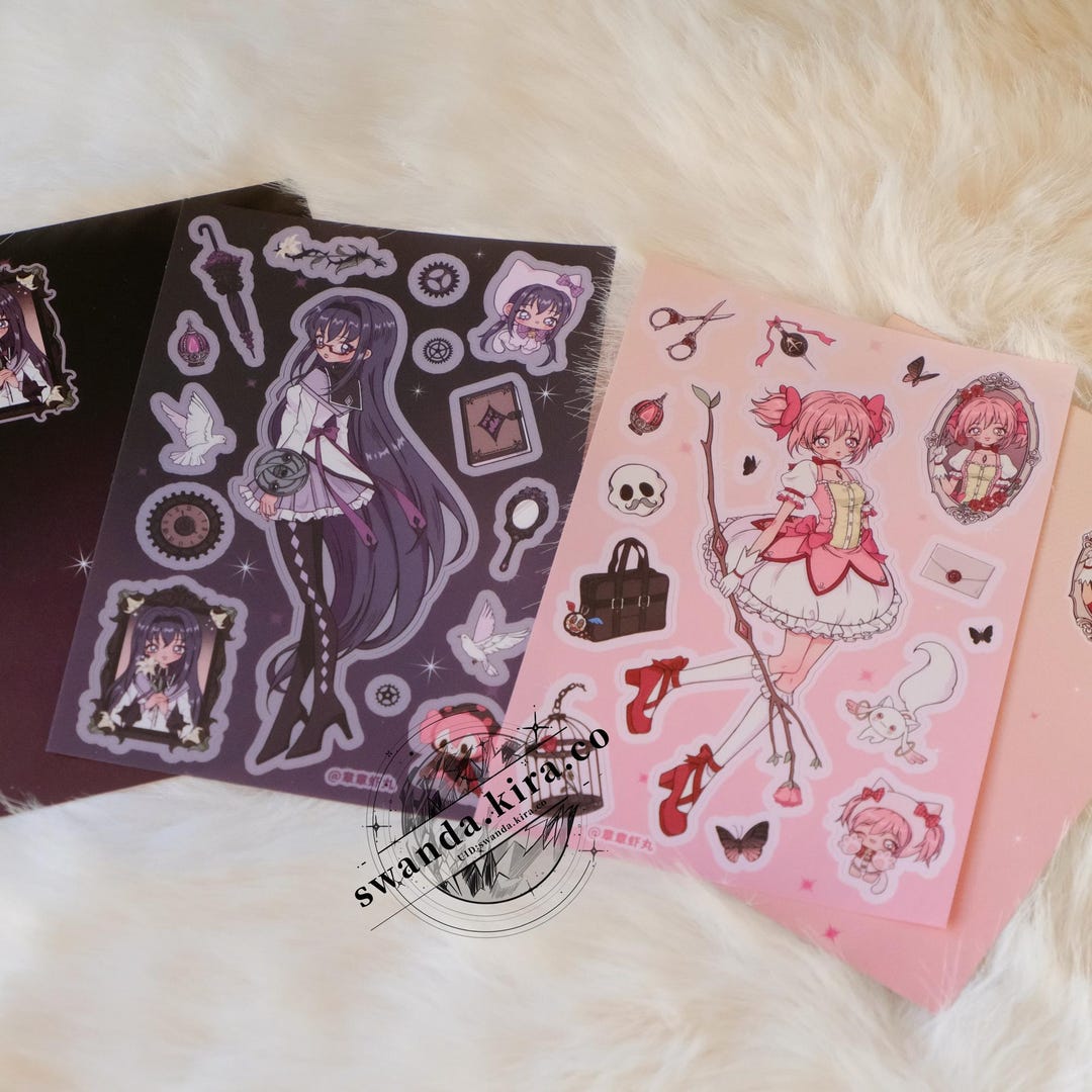 Madoka Magica Sticker Set: Kaname Madoka & Akemi Homura PVC