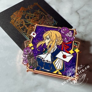 anime hard enamel pin glitter purple violet pin