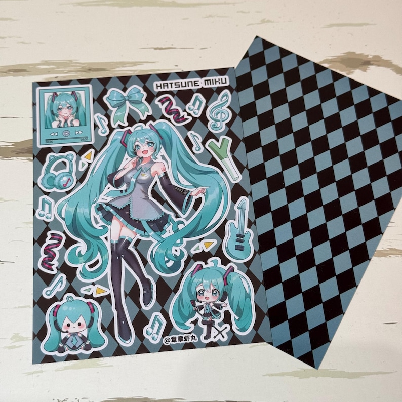 Hatsune Miku Sticker Pack: Original PVC Stickers (4x6 inches) Miku-Black