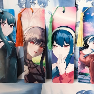 Anime Spy Bookmarks | Adorable High Glossy Laminated Anime 4 Pack Bookmark | With Tassel and sleeve | Two sided