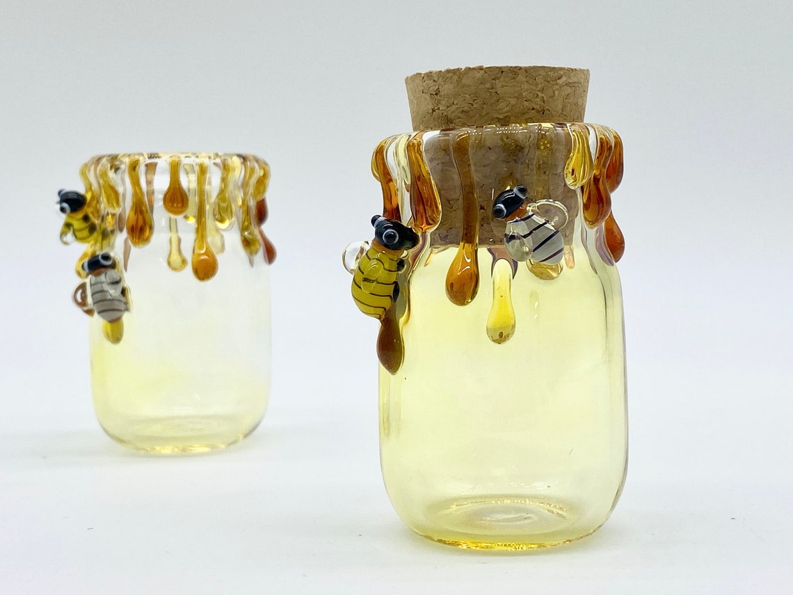 Glass Honey Bee Jar Hand Blown Jar Etsy