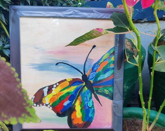 Butterfly Dreams - Peinture abstraite colorée au couteau acrylique sur toile
