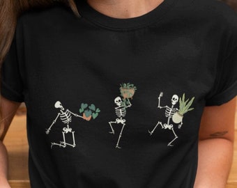 Skelett Pflanzen Shirt, Pflanzen Liebhaber Shirt, Tanzendes Skelett Shirt, Pflanzen Liebhaber Shirt, Botanisches Shirt, Plant Goth