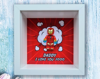 Personalised Frame for Geeky Fathers Day Dad Daddy Valentine Gift for Him Husband Birthday Ironman