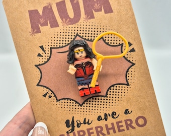 Personalised Greeting Card with figure - Any Text! Superhero Mum Mummy Mothers Day Birthday For Her Sister Daughter