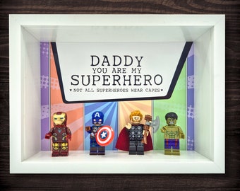 Personalised Frame with Custom Avengers Superhero Figures - Any Text! For Marvel fans Dad Daddy For Him Husband Brother Fathers Day Birthday