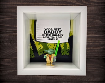 Personalised Frame for Geeky Fathers Day Dad Daddy Valentine Gift for Him Husband Birthday Yoda Star Wars Inspired