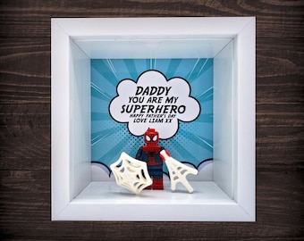 Personalised Frame for Geeky Fathers Day Dad Daddy Valentine Gift for Him Husband Birthday Spiderman Inspired