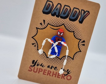 Personalised Greeting Card with figure - Any Text! Spiderman inspired - Superhero Dad Daddy Fathers Day Birthday For Him Brother Son