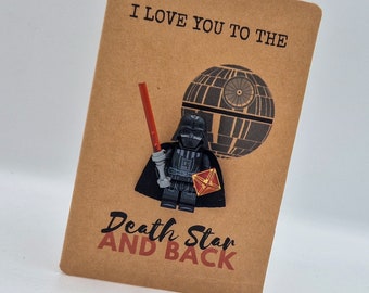 Personalised Greeting Card with figure - Any Text! Star Wars Darth Vader inspired - Valentines Day Birthday For Him Anniversary Husband