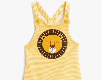 Lion Graphic Toddler Overalls – Handmade Cotton Blend