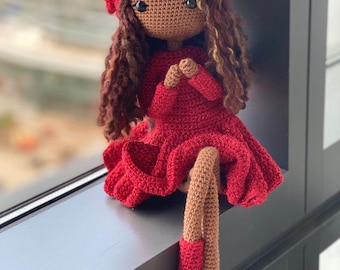 Handmade Crochet Princess Black Lady Doll - Miniature Gift for Adults and Kids