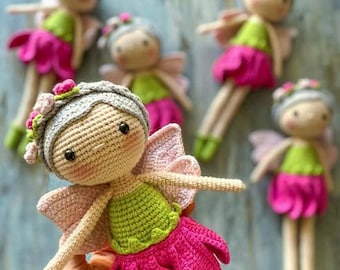 Handmade Crochet Fairy Doll – Colorful Angel Toy with Wings (29 cm)