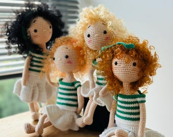 JAKARTA - Handmade 12" Curly Hair Girl - Crochet Doll - Gift for Kids, Adults & Collectors