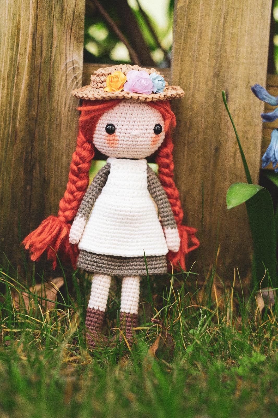 Birthday Gift - Miss ANNE Shirley of Green Gables With An E Traditional handmade Canadian girl doll Unique crochet Miniature story friend