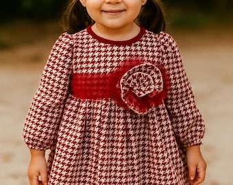 KIDS CLOTHES for 0-3 Years - Girl Dress Toddler Clothes, White and Red Cotton Fabric -