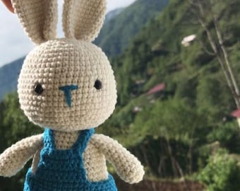 Blue Bunny - Crochet Stuffed Animal