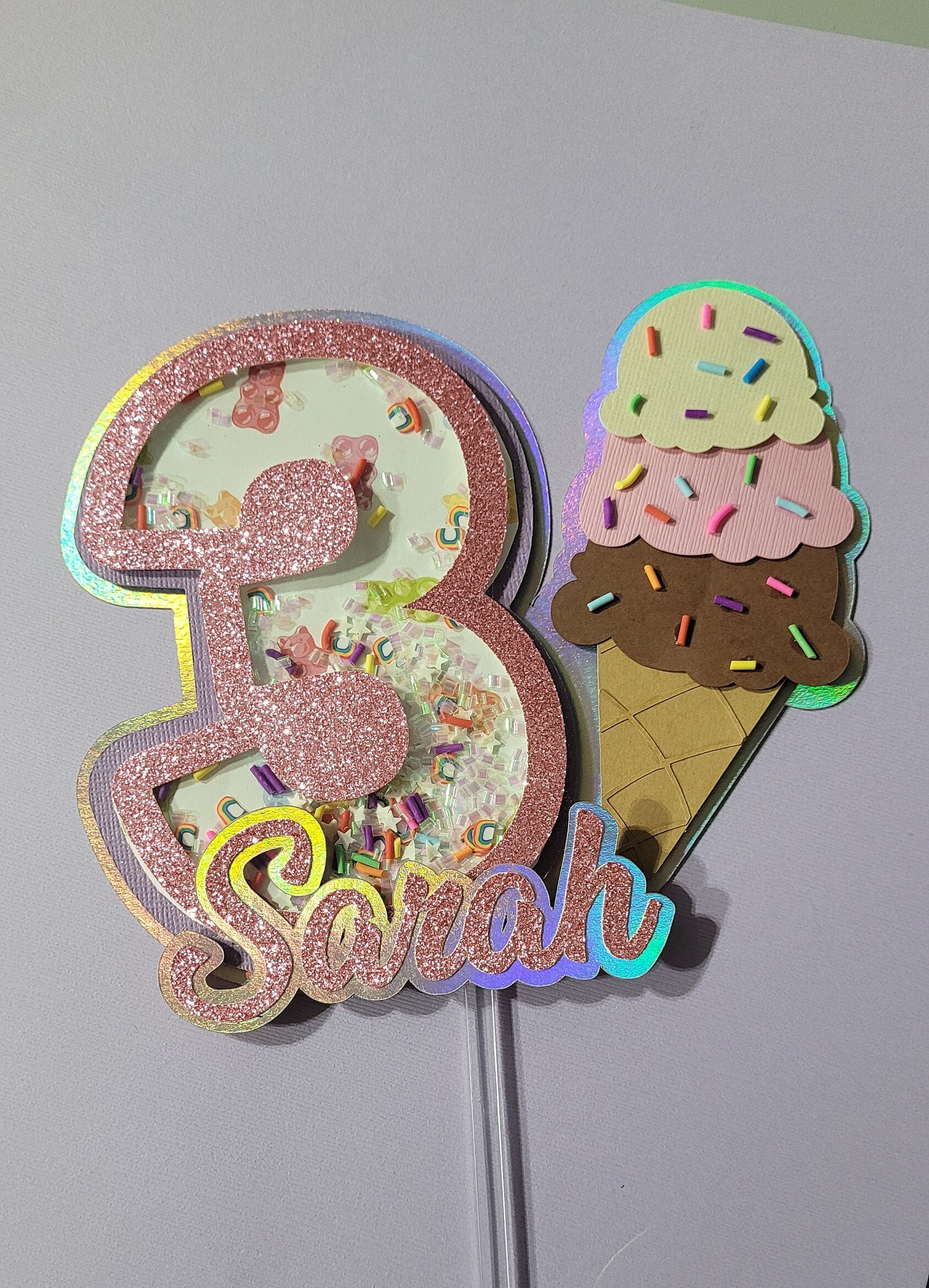 Sweet Ice Cream Birthday Party Cake Topper