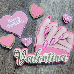 Nail Tech Birthday Cake Topper Party Decor
