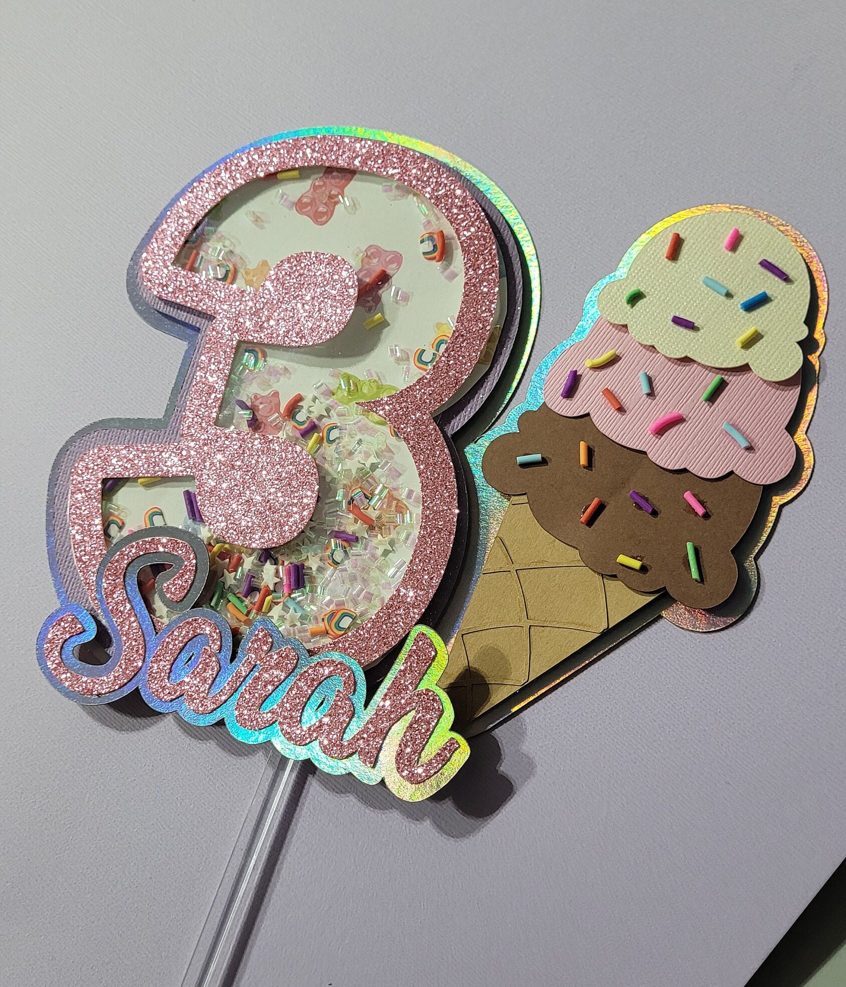 Sweet Ice Cream Birthday Party Cake Topper